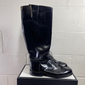 VTG Bates Floataways Motorcycle Riding Tall Boots Black Leather Pull On Men's 8